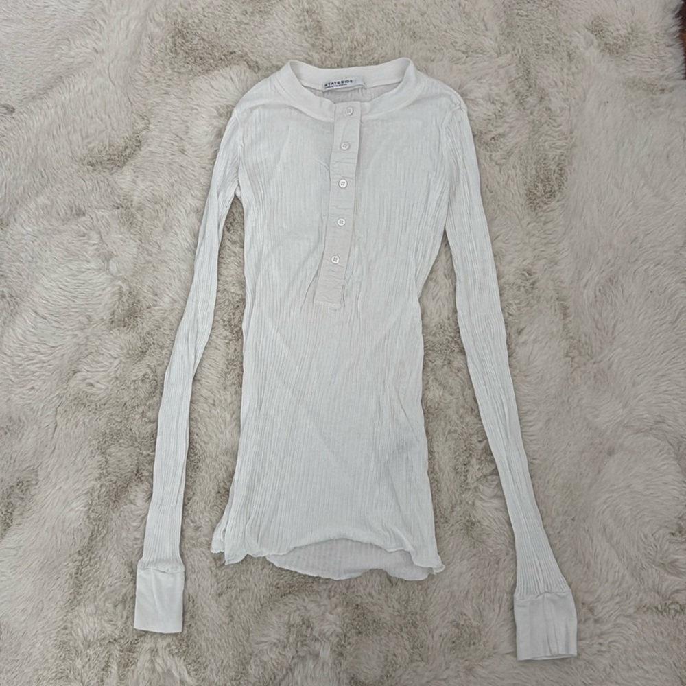 Stateside Long-sleeve Waffle Button-Up